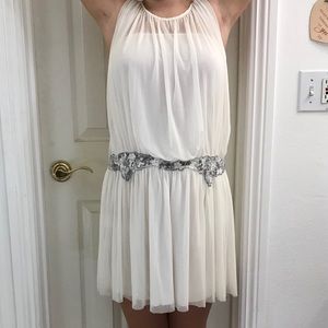 FreePeople White Minidress with Beaded Waist